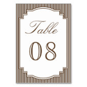 Numéro De Table Mariage rayé brun chocolat classique (Dos)