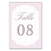 Numéro De Table Mariage rayé lavande pastel (Dos)