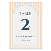 Numéro De Table Mariage rayé pêche et crème (Dos)