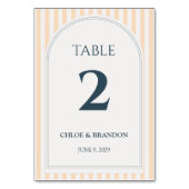 Numéro De Table Mariage rayé pêche et crème (Par défaut)