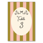 Numéro De Table Mariage rayé vert olive et rose blush (Par défaut)