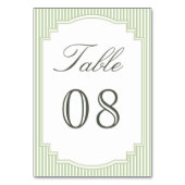 Numéro De Table Mariage rayé vert sauge pastel (Par défaut)