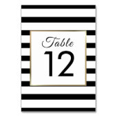 Numéro De Table Mariage Rayure Classique | Faux Or Feuille (Dos)