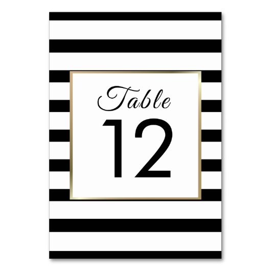 Numéro De Table Mariage Rayure Classique | Faux Or Feuille (Par défaut)