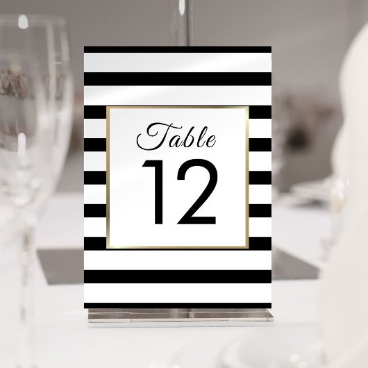 Numéro De Table Mariage Rayure Classique | Faux Or Feuille