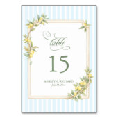 Numéro De Table Mariage Rayure Côtière Méditerranéenne au Citron (Dos)