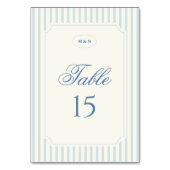 Numéro De Table Mariage Rayures Bleu Clair Classique (Dos)