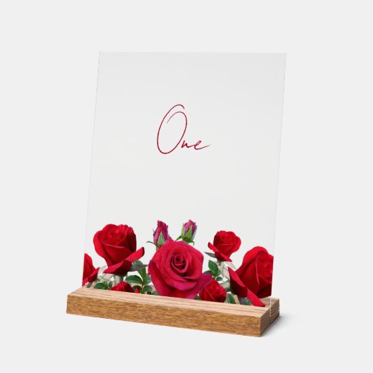 Numéro de table Mariage Red Roses (Angle)