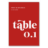 Numéro De Table Mariage Red Valentine (Dos)