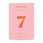 Numéro de table Mariage rétro<br><div class="desc">Un design amusant et coloré d'inspiration rétro sur un numéro de table mariage créé pour coordonner avec la collection Daisy par Origami Prints.</div>