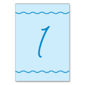 Numéro De Table Mariage rétro Blue Wavy (Dos)