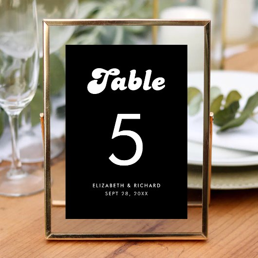 Numéro De Table Mariage Rétro Chic Noir et Blanc