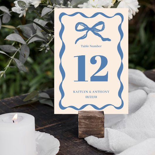 Numéro De Table Mariage rétro Coquette Bow