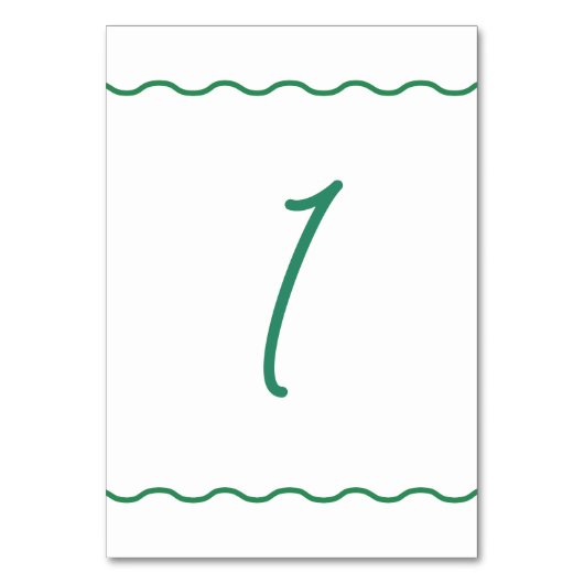 Numéro De Table Mariage rétro Green Wavy (Par défaut)