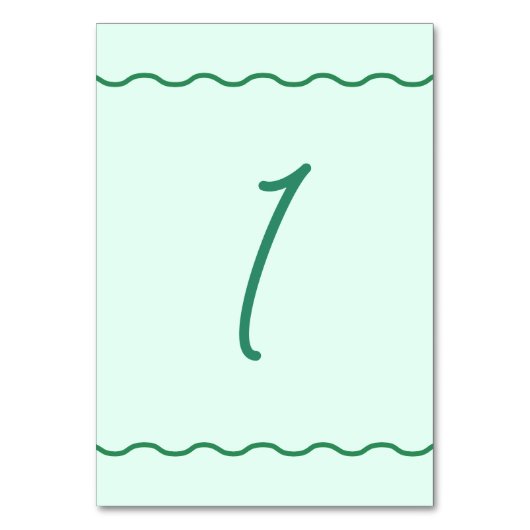 Numéro De Table Mariage rétro Mint Wavy (Dos)