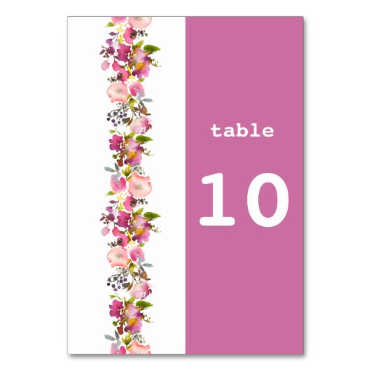 Numéro De Table Mariage rose (Dos)