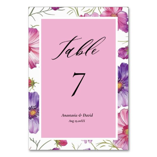 Numéro De Table Mariage rose (Par défaut)