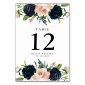 Numéro De Table Mariage Rose bleu et bleu marine (Dos)