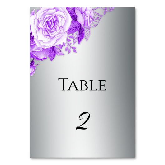 Numéro De Table Mariage Rose Boho Silver et Purple (Dos)