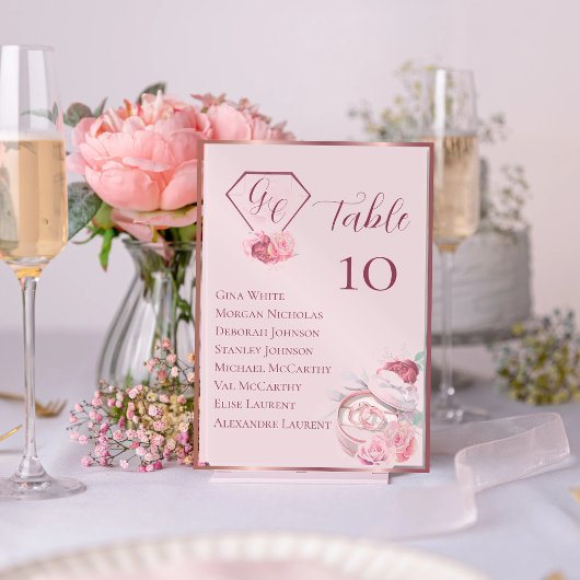 Numéro De Table Mariage rose Chic