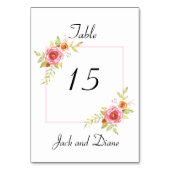 Numéro De Table Mariage rose d'aquarelle (Par défaut)