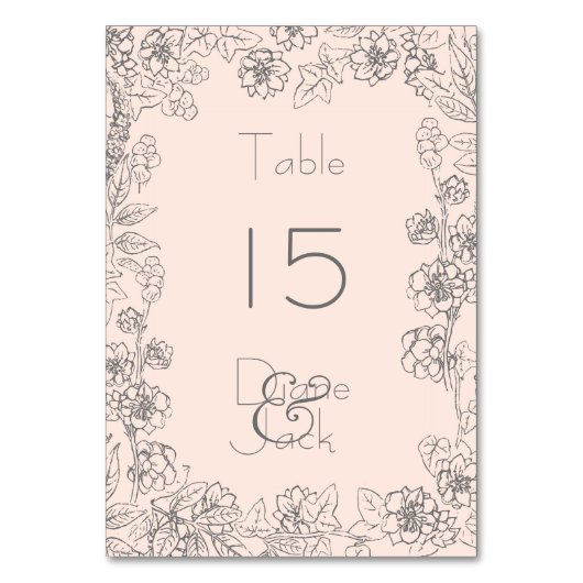 Numéro De Table Mariage rose et gris (Par défaut)