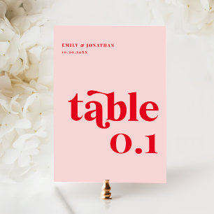 Numéro De Table Mariage rose et rouge