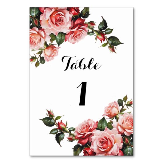 Numéro De Table Mariage rose et rouge foncé moody (Par défaut)