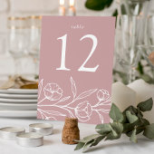 Numéro De Table Mariage Rose floral Dusty