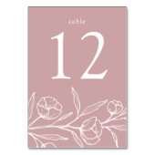 Numéro De Table Mariage Rose floral Dusty (Dos)