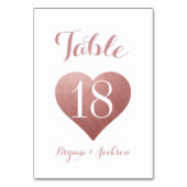 Numéro De Table Mariage Rose Gold Romantique Coeur Rose (Dos)
