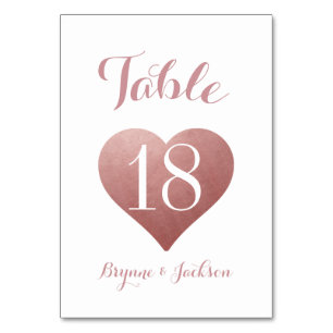 Numéro De Table Mariage Rose Gold Romantique Rose Coeur