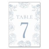 Numéro De Table Mariage Rose moderne bleu & blanc (Dos)