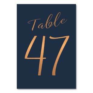Numéro De Table Mariage rose or cuivre parties scintillant marine