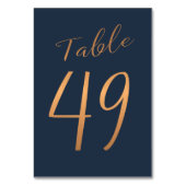 Numéro De Table Mariage rose or cuivre parties scintillant marine  (Dos)