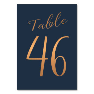 Numéro De Table Mariage rose or cuivre parties scintillant marine