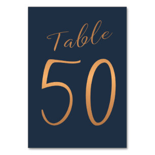 Numéro De Table Mariage rose or cuivre parties scintillant marine