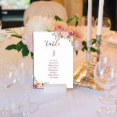Numéro De Table Mariage rose pâle floral minimal