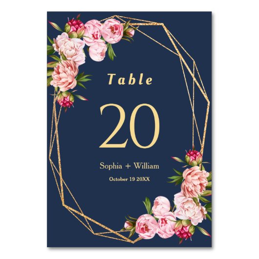 Numéro De Table Mariage rose pâle géométrique de la marine bleue m (Par défaut)
