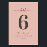 Numéro De Table Mariage rose pâle transparent couleur solide simpl<br><div class="desc">Simple Couleur Solide Dusty Blush rose Mariage Dîner Numéros de table. Cette Table Card chic et moderne est simple classique et élégant avec une couleur arrière - plan unie et une jolie police de calligraphie de script avec queues. Montré dans la Chic Dusty Blush Pink Colorway. Disponible en plusieurs options...</div>