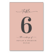 Numéro De Table Mariage rose pâle transparent couleur solide simpl (Dos)
