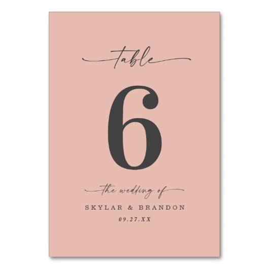 Numéro De Table Mariage rose pâle transparent couleur solide simpl (Par défaut)