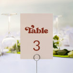 Numéro De Table Mariage rose pêche rétro élégant<br><div class="desc">Un thème rétro chic : adoptez ce design typographique légèrement vintage et élégant pour votre papeterie mariage,  avec un thème orange brûlé,  terre cuite,  sucre brun et rose pêche. Texte,  couleurs et arrière - plans entièrement personnalisables.</div>