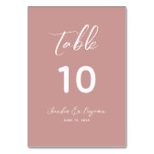Numéro De Table Mariage Rose Poussiéreux (Dos)