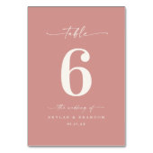 Numéro De Table Mariage rose Rose couleur solide simple (Dos)