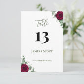 Numéro de table Mariage Rose rouge (Debout devant)
