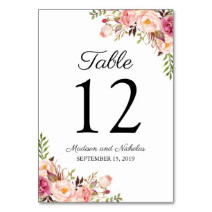 Numéro De Table Mariage rose rustique