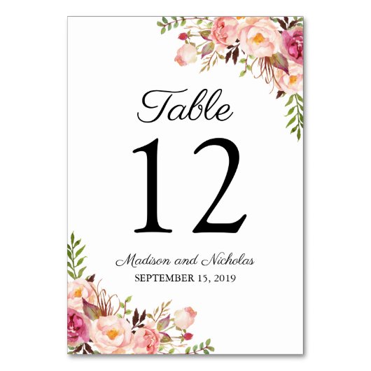 Numéro De Table Mariage rose rustique (Par défaut)