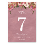 Numéro De Table Mariage Rose Sauvage Chic Fleurie Rose (Dos)