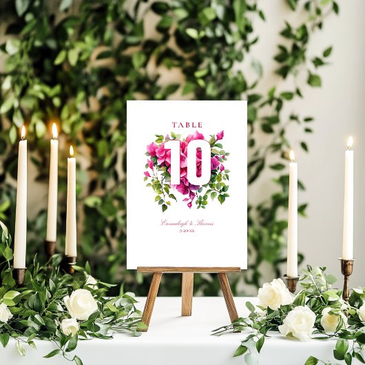 Numéro De Table Mariage Rose Sauvage Magenta